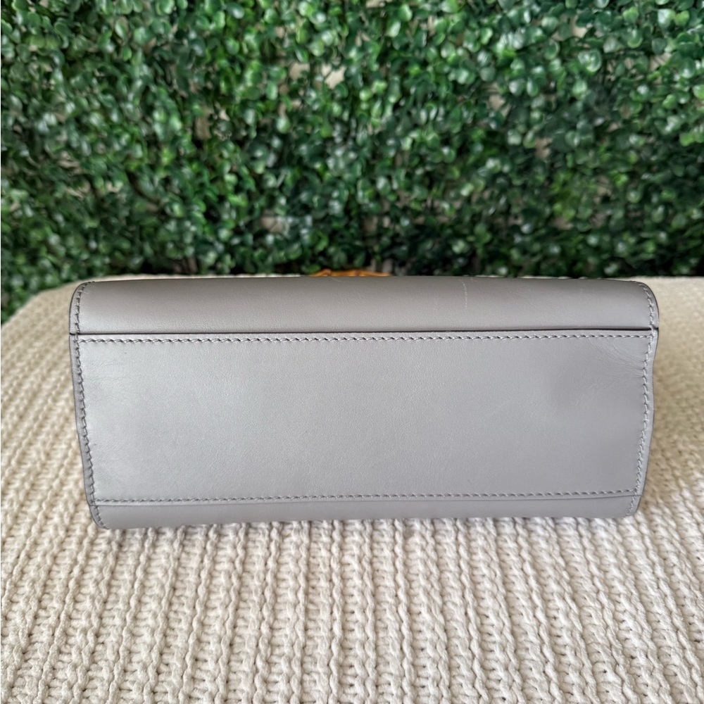 Gucci Mini Nymphaea Bamboo Top Handle Bag Gray Leather - Picture 8 of 15